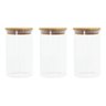 Jogo Potes Herméticos De Vidro Tampa Bambu 1100ml Kit 3unid - 1