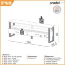 Ver imagem 2 de Rack para Tv até 65" Estilo Industrial 1,80m com 2 Gavetas F42 Pradel Móveis-freijó/preto Fosco