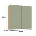 Ver imagem 3 de Armário Aéreo para Cozinha 100% MDF 80 cm 2 Portas Lótus Carvalho/Verde