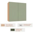 Ver imagem 2 de Armário Aéreo para Cozinha 100% MDF 80 cm 2 Portas Lótus Carvalho/Verde