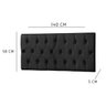 Conjunto Cabeceira Painel Paris 1,40 Suede Capitone Preta e 2 Mesas de Cabeceira Pérola Preta - 2