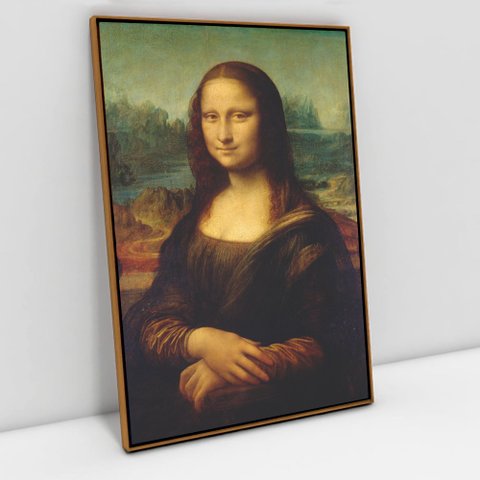 Quadro Decorativo em Canvas Mona Lisa - Leonardo da Vinci TaColado Moldura Flutuante 4,5cm Freijó 12