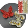Presilhas Enfeite Natal Borboleta Vermelho Dourado 8cm 12pçs - 1