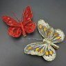 Presilhas Enfeite Natal Borboleta Vermelho Dourado 8cm 12pçs - 2