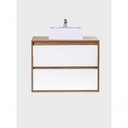 Ver imagem 4 de Gabinete para Banheiro Dubai 1 Porta 1 Gaveta MDF 80cm Amadeirado e Branco com Cuba e Espelho On