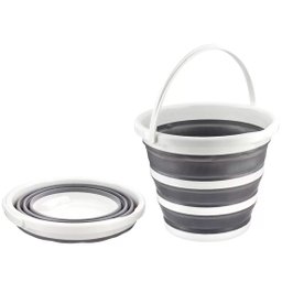 Balde Silicone Dobrável Retrátil 10 Litros - Cinza - 1