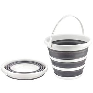 Balde Silicone Dobrável Retrátil 10 Litros - Cinza