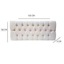 Conjunto Cabeceira Painel Paris 1,40 Suede Capitonê Areia e 2 Mesas de Cabeceira Pérola Branca - 3