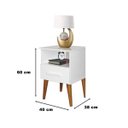 Ver imagem 4 de Conjunto Cabeceira Painel Paris 1,40 Suede Capitonê Areia e 2 Mesas de Cabeceira Pérola Branca