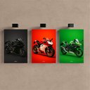 Ver imagem 2 de Kit 3 Quadro Decorativo Moto Esportiva Gp Moderno Luxo Casa Qualidade Premium 28x20cm