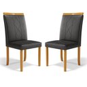 Ver imagem 1 de Kit com 2 Cadeiras Ana Madeira Maciça Estofadas para Mesa de Jantar Courino Preto 503