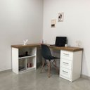 Ver imagem 6 de Mesa Escrivaninha 3 Gavetas com Nichos em L Marilu Olmo/branco