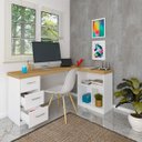 Ver imagem 5 de Mesa Escrivaninha 3 Gavetas com Nichos em L Marilu Olmo/branco