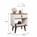 Ver imagem 5 de Kit 2 Mesas de Cabeceira Mesinha para Quarto 1 Gaveta Puxador em Couro Ravenna - Off White com Freij