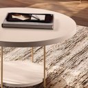 Ver imagem 6 de Mesa de Centro Redonda Pés Metálicos Mindy H01 Off White - Mpozenato