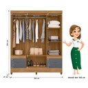 Ver imagem 4 de Guarda Roupa 6 Portas 2 Gavetas 165x204cm Ms912 Moval Freijó Cinza