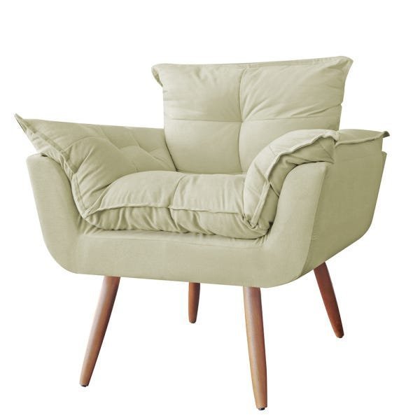 Combo Namoradeira Sofá 02 lugares mais 01 Poltrona decorativa Opalla Pés Palito Bege - DS - 2