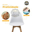 Ver imagem 4 de Kit 3 Cadeiras com Assento Estofado de Jantar Cozinha Saarinen Leda Design Branca Base Madeira