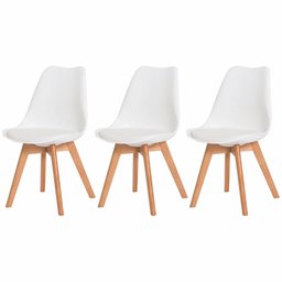 Kit 3 Cadeiras com Assento Estofado de Jantar Cozinha Saarinen Leda Design Branca Base Madeira - 1