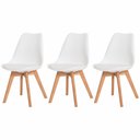 Ver imagem 1 de Kit 3 Cadeiras com Assento Estofado de Jantar Cozinha Saarinen Leda Design Branca Base Madeira