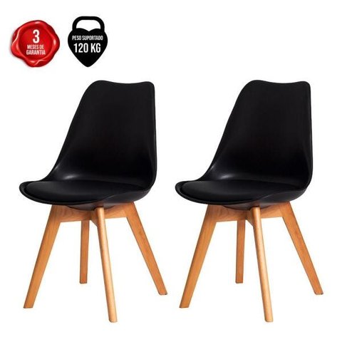 Kit 2 Cadeiras Leda Eames Eiffel Wood Saarinen Design para Mesa de Jantar Sala Cozinha Escrivaninha