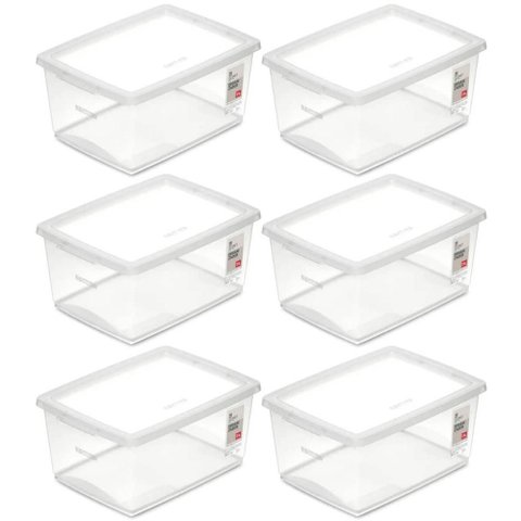 Kit 6 Caixas Organizadoras com Tampa 7,5L Empilháveis Ordene Maquiagem Brinquedos