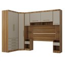 Ver imagem 2 de Quarto Modulado Queen de Canto com Guarda-roupas Maleiro e Cabeceira Paris Master Luciane Móveis