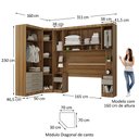 Ver imagem 3 de Quarto Modulado Queen de Canto com Guarda-roupas Maleiro e Cabeceira Paris Master Luciane Móveis