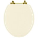 Ver imagem 1 de Assento Sanitário Poliester Convencional Oval Bege Claro com Ferragem Dourada