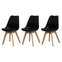 Ver imagem 2 de Kit 3 Cadeiras com Assento Estofado de Jantar Cozinha Saarinen Leda Design Preta Base Madeira