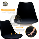 Ver imagem 2 de Kit 3 Cadeiras com Assento Estofado de Jantar Cozinha Saarinen Leda Design Preta Base Madeira