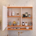 Ver imagem 2 de Espelheira Armário de Banheiro Suspenso com Porta e Nichos Espelho Organizadora Aqua - Off White/ Ci