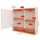 Ver imagem 7 de Espelheira Armário de Banheiro Suspenso com Porta e Nichos Espelho Organizadora Aqua - Off White/ Ci