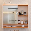 Ver mais imagens de Espelheira Armário de Banheiro Suspenso com Porta e Nichos Espelho Organizadora Aqua - Off White/ Ci