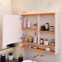 Ver imagem 6 de Espelheira Armário de Banheiro Suspenso com Porta e Nichos Espelho Organizadora Aqua - Off White/ Ci