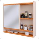 Ver imagem 1 de Espelheira Armário de Banheiro Suspenso com Porta e Nichos Espelho Organizadora Aqua - Off White/ Ci