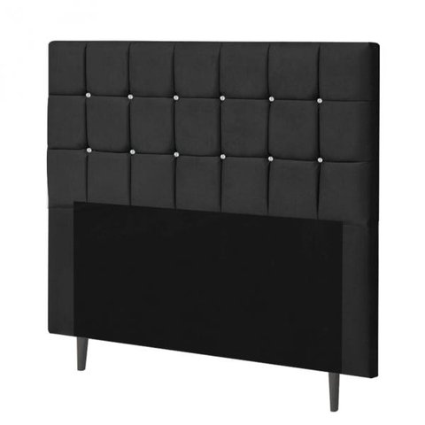Cabeceira Estofada Espanha 140CM Casal Strass Courino Preto - D A DECOR
