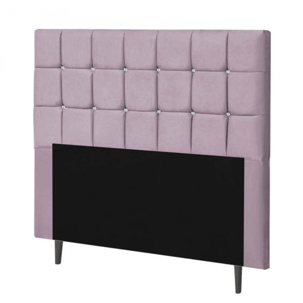 Cabeceira Estofada Espanha 140CM Casal Strass Suede Rose - D A DECOR - 1