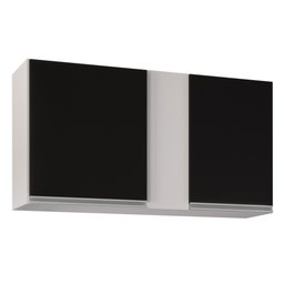 Armário Aéreo 100cm 2 Portas Indiana Branco/Preto - Lumil Móveis - 1