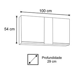 Armário Aéreo 100cm 2 Portas Indiana Branco/Preto - Lumil Móveis - 4