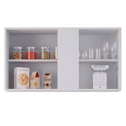 Armário Aéreo 100cm 2 Portas Indiana Branco/Preto - Lumil Móveis - 3