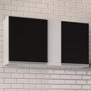 Ver imagem 2 de Armário Aéreo 100cm 2 Portas Indiana Branco/Preto - Lumil Móveis