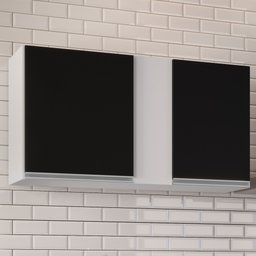 Armário Aéreo 100cm 2 Portas Indiana Branco/Preto - Lumil Móveis - 2