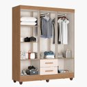 Ver imagem 4 de Guarda Roupa Casal 6 Portas e Cômoda 4 Gavetas 2 Portas Lite Nature Off White – Móveis Leão