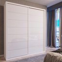 Ver imagem 1 de Guarda Roupa Solteiro Titan 2 Portas Correr 2 Gavetas MDF Branco Bom Pastor Móveis 138cm