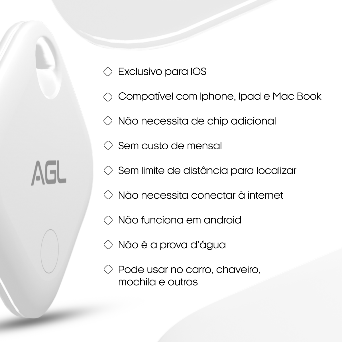 Kit 10 Smart Tag Agl Rastreador Localizador Gps Apple Findmy - 3