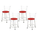 Ver imagem 1 de Jogo 4 Banquetas Baixa Para Cozinha Branca Assento Vermelho