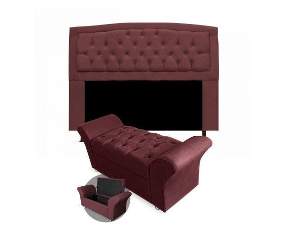 KIT CABECEIRA GEOVANA SOLTEIRO 1,00 MAIS CALCADEIRA VENEZA 1,00 SUEDE BORDO - 1