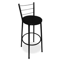 Banqueta Alta Para Cozinha Preta Epoxi Assento Preto - 1