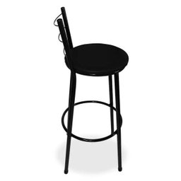 Banqueta Alta Para Cozinha Preta Epoxi Assento Preto - 2